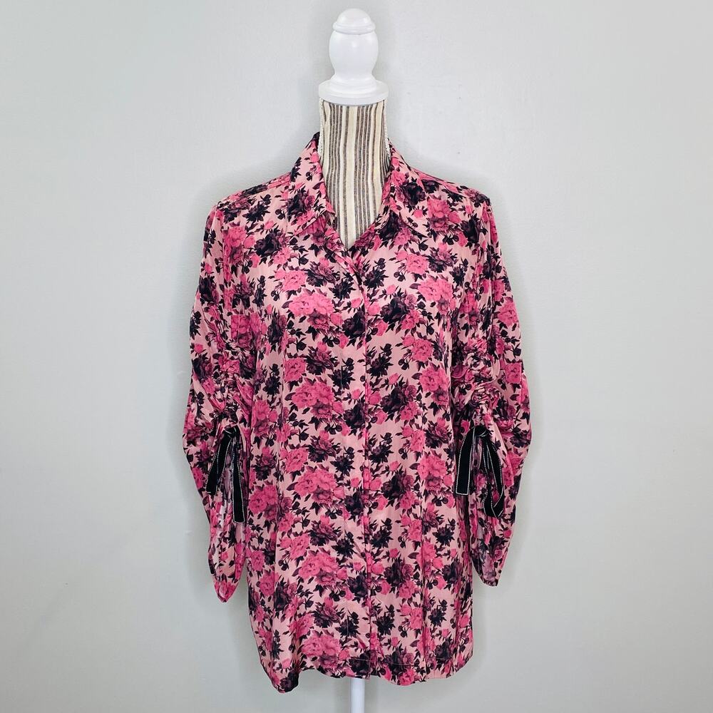 Anthropologie Dhruv Kapoor Floral Top Women Size Medium Button Down Blouse